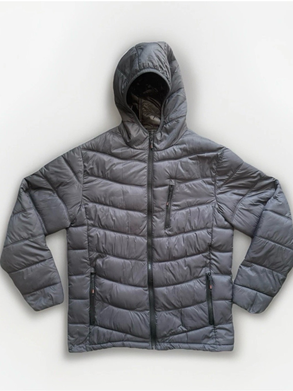 Hawke & Co Men’s S Hooded Quilted Lightweight Puffer Jacket Charcoal Gray EUC